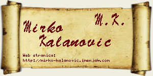Mirko Kalanović vizit kartica